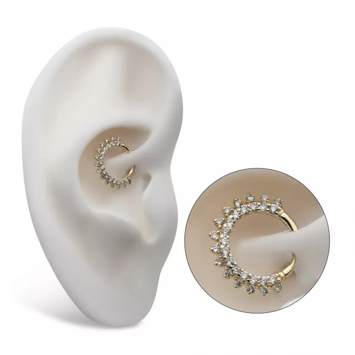 14k Gold Double Row Diamond Clicker