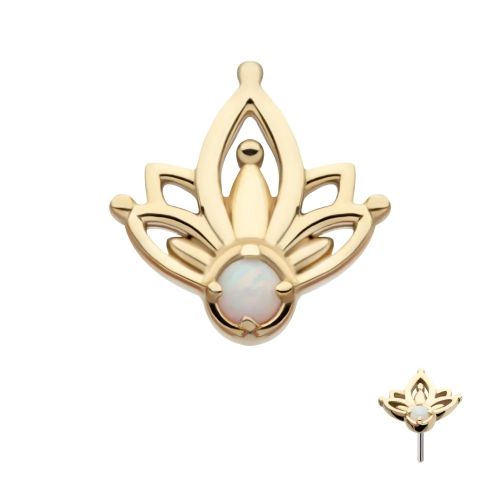 14k Gold White Opal Petal