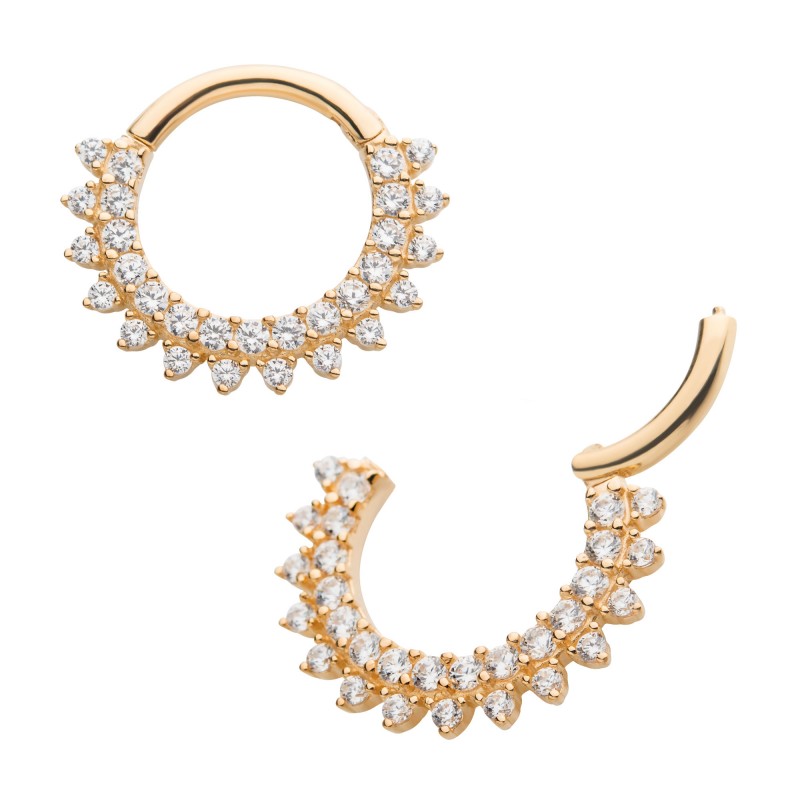 14k Gold Double Row Swarovski® Clicker