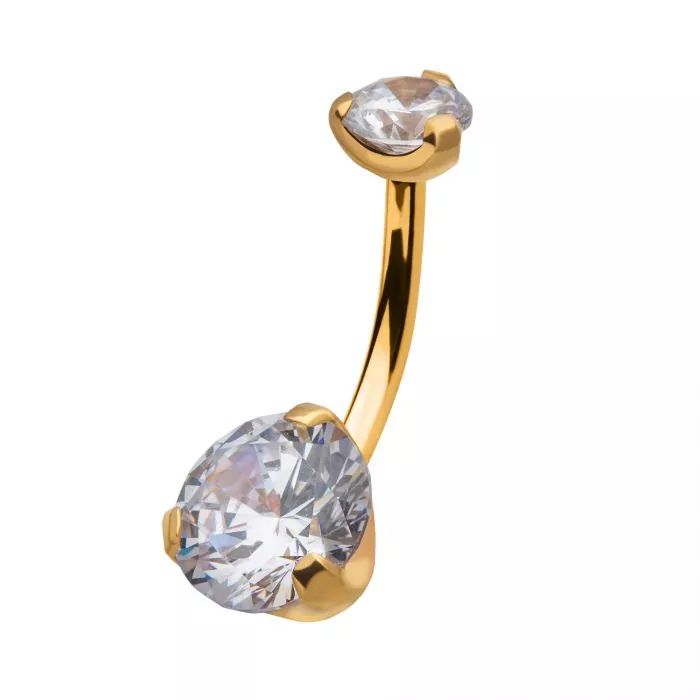 24k Gold 3-Prong Navel Barbell