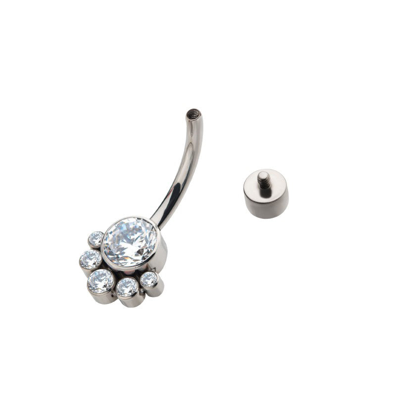 Bezel 5-Gem Cluster Navel Barbell