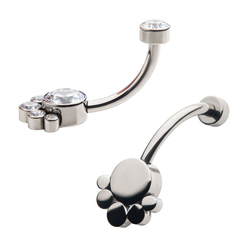 Bezel 5-Gem Cluster Navel Barbell