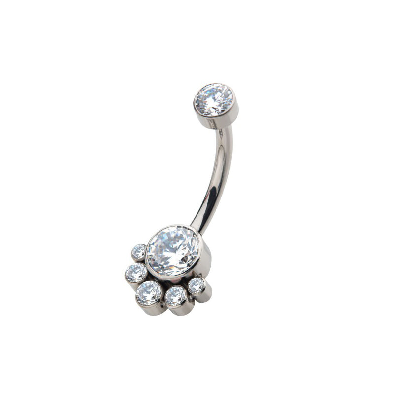 Bezel 5-Gem Cluster Navel Barbell