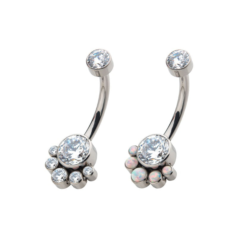 Bezel 5-Gem Cluster Navel Barbell