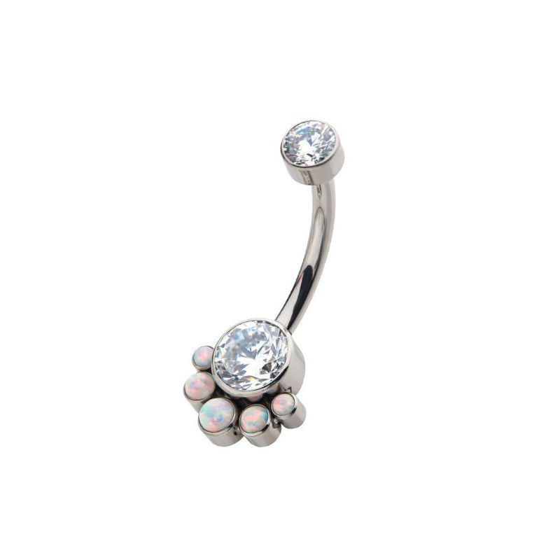 Bezel 5-Gem Cluster Navel Barbell