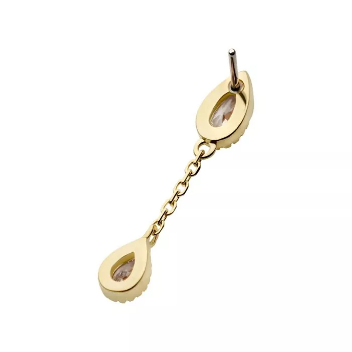 14k Gold Double Teardrop Dangle
