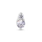A single teardrop-shaped stud earring with a white cubic zirconia centerpiece, surrounded by smaller clear crystals, set in a silver-colored band.
