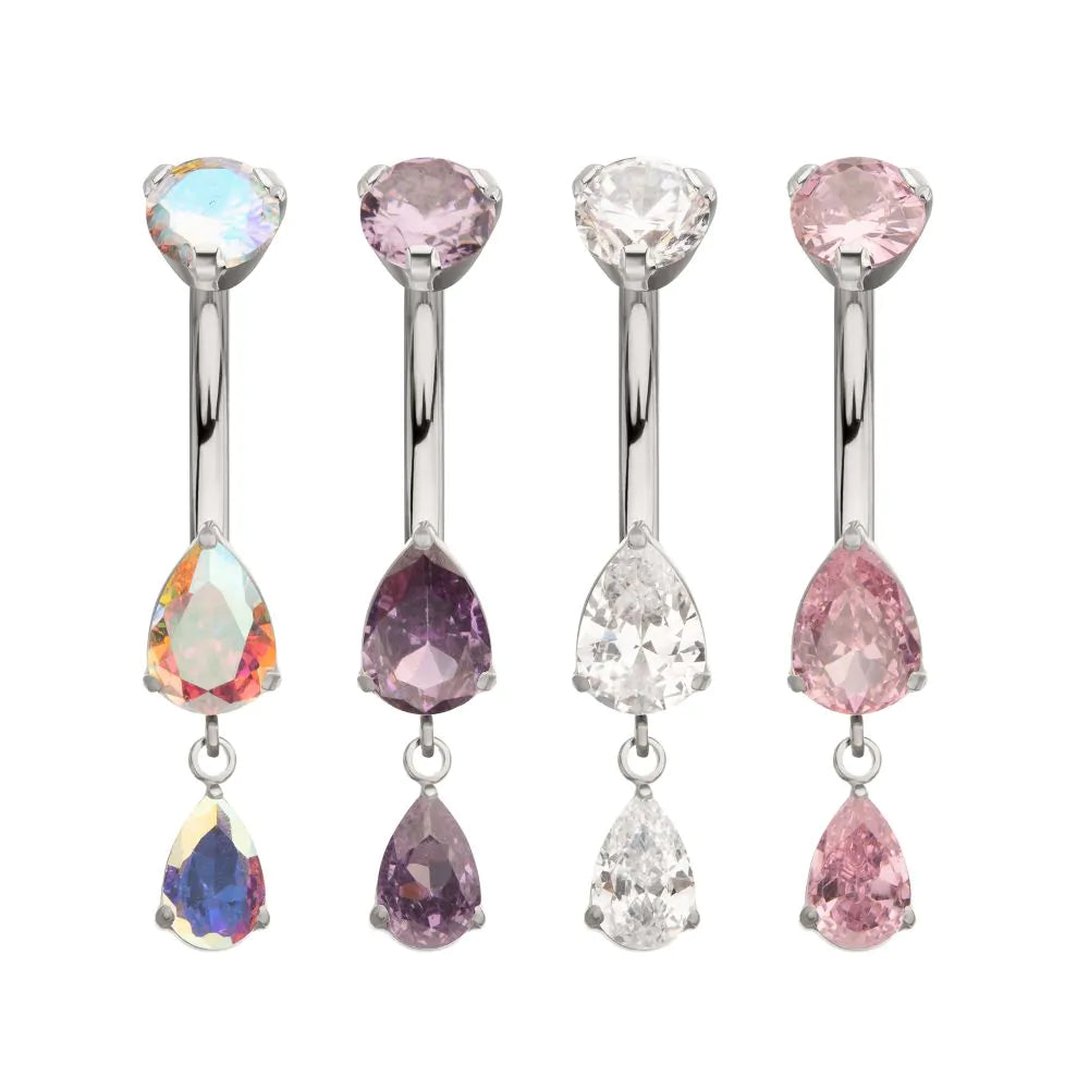 Double Dangle Teardrop Navel Barbell