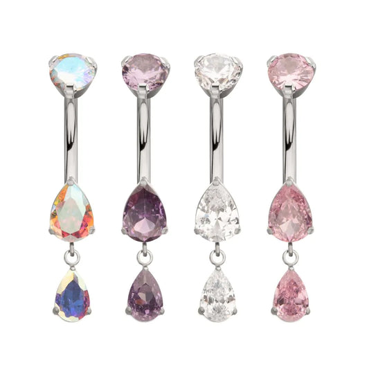 Double Dangle Teardrop Navel Barbell