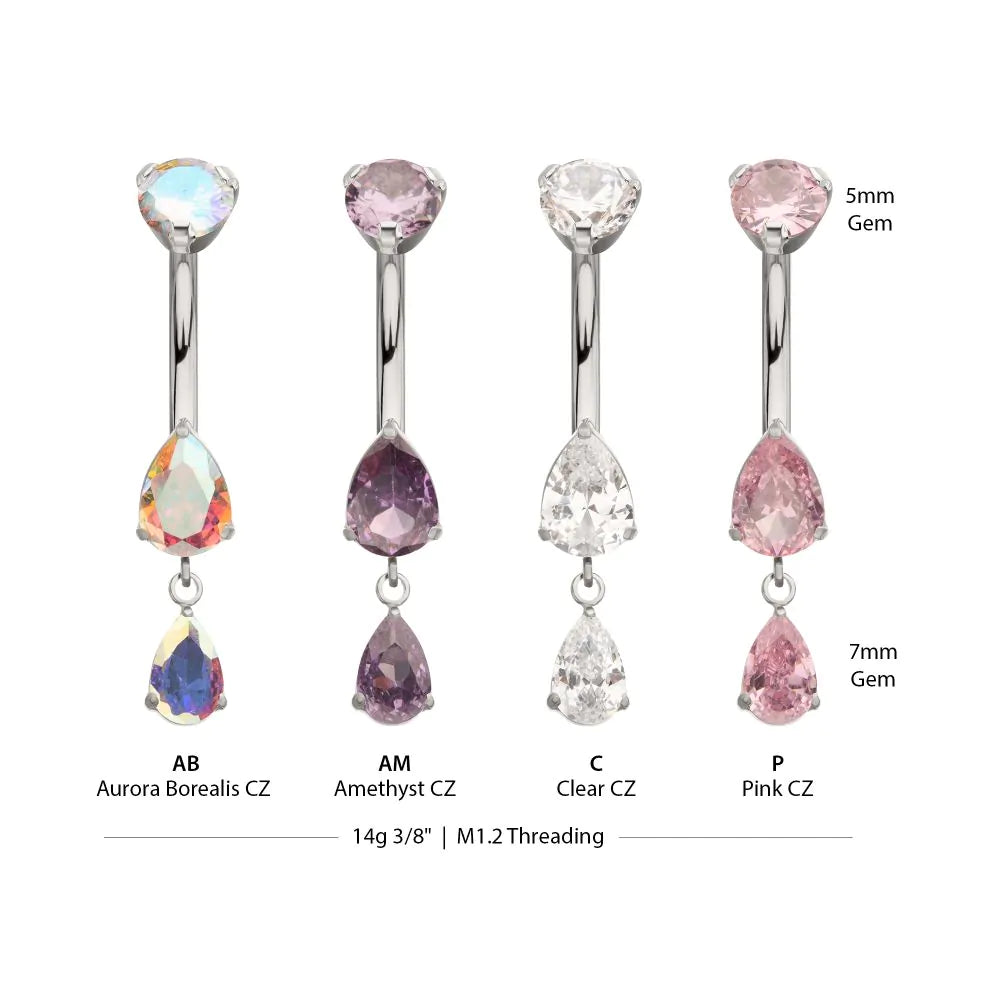 Double Dangle Teardrop Navel Barbell