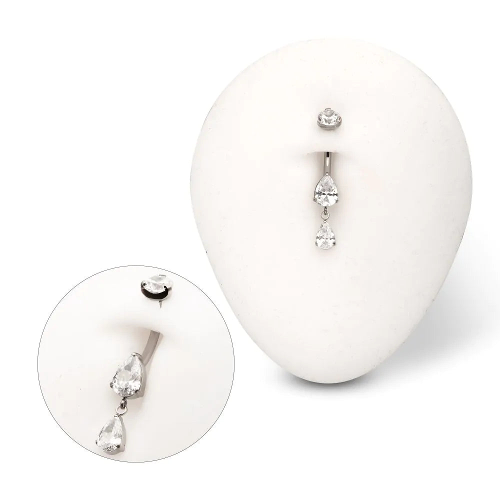 Double Dangle Teardrop Navel Barbell