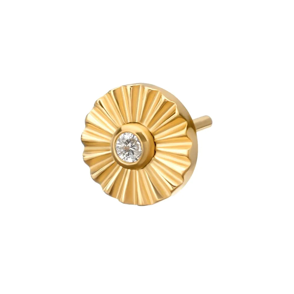 24k Gold Corrugated Disk w/ Bezel Gem