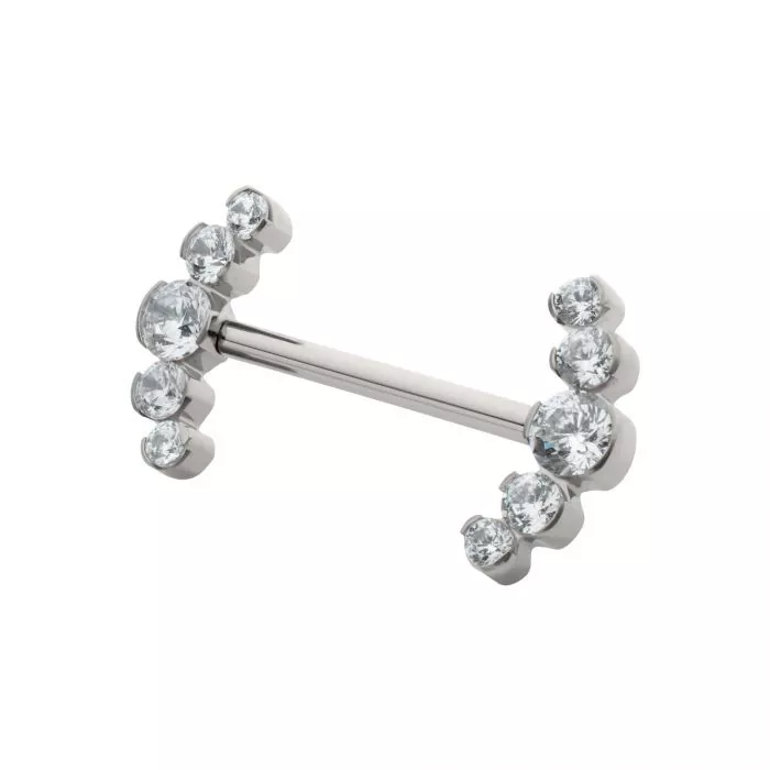 Threadless 10-Gem Nipple Barbell