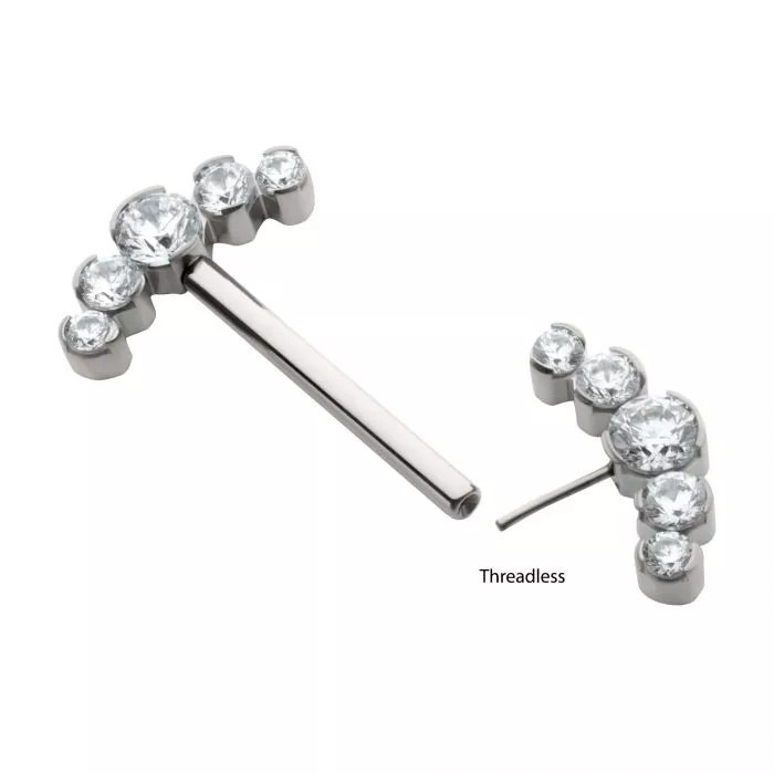 Threadless 10-Gem Nipple Barbell