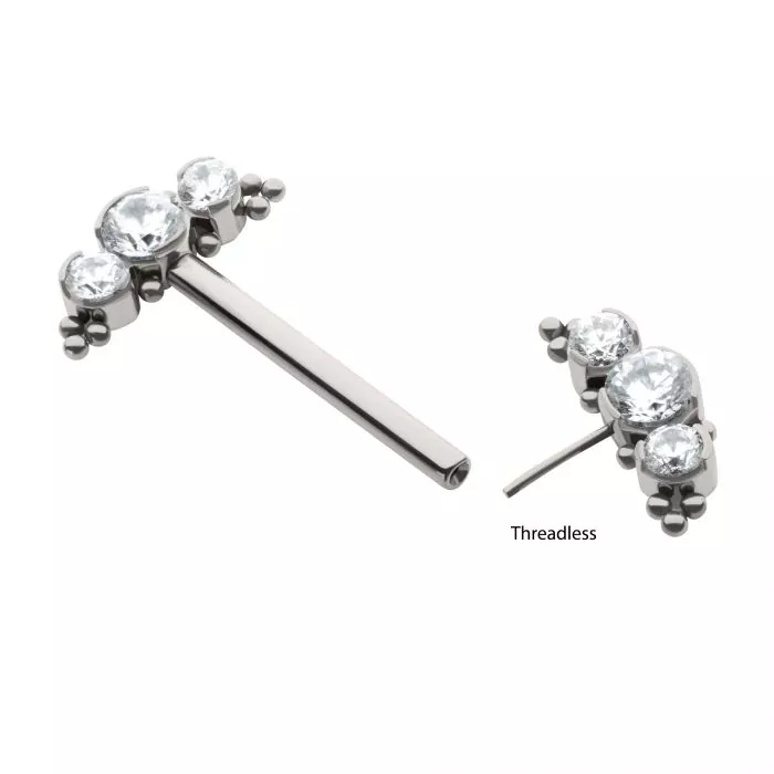 Threadless 6-Gem Nipple Barbell