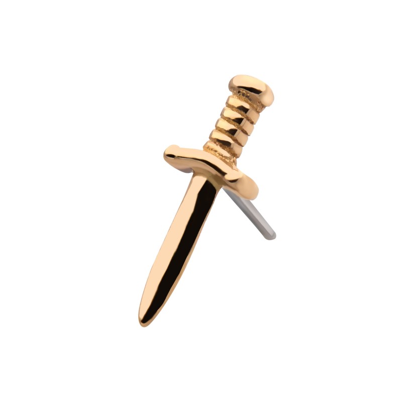 14k Solid Gold Dagger Threadless End selling AND Flat Back Post