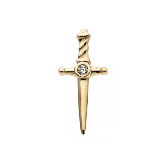 Perfect Image | Invictus 14k Gold & Diamond Dagger Stud Earring ...