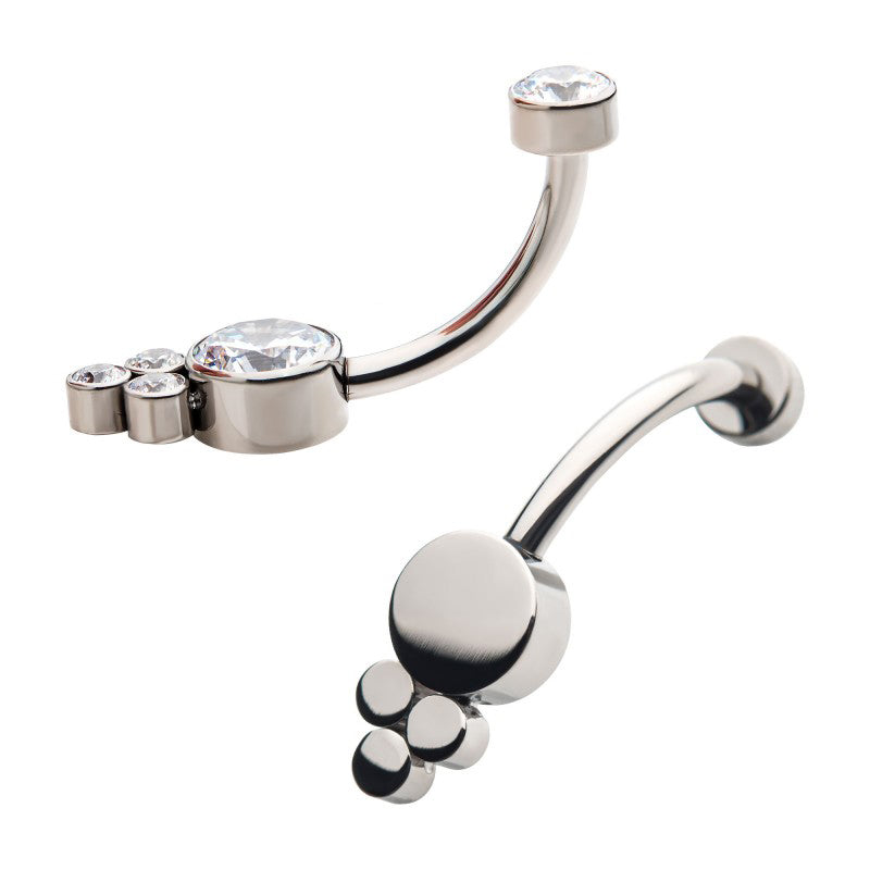 Bezel 3-Gem Cluster Navel Barbell